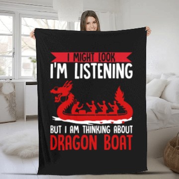 Discover Funny I Am Thinking About Dragon Boat Racing Fleece Blankets