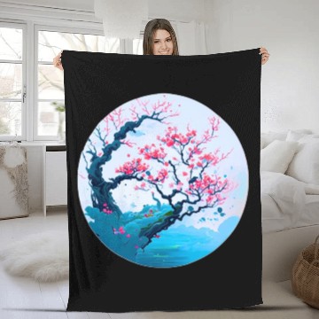 Discover Cherry blossoms tree Fleece Blankets