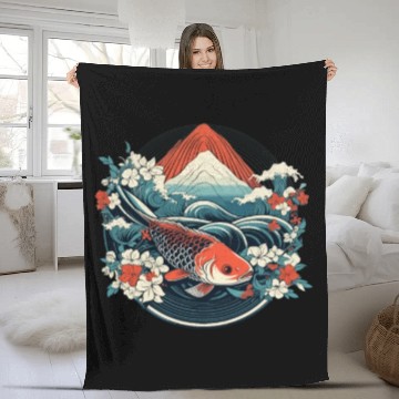 Discover Koi Fish Koi Carp Japanese Koi Garden-Pond Koi Fleece Blankets