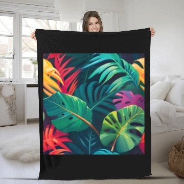 Discover Tropical Foliage Watercolor Paradise Fleece Blankets