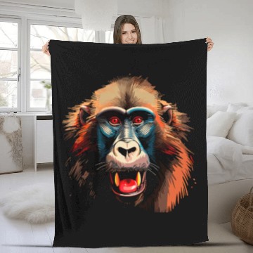 Discover Baboon Monkey Lover Wildlife Animal Zookeeper Fleece Blankets