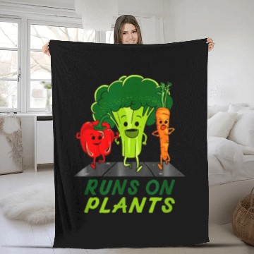 Discover runs on plants vegan vegetarian runner broccoli gi Fleece Blankets