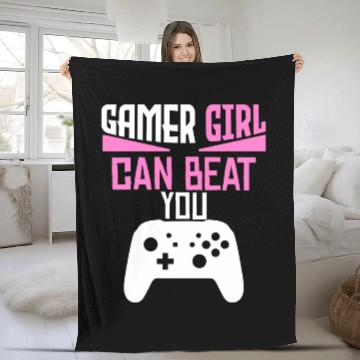 Discover Gamer Girl Can Beat You Fleece Blankets