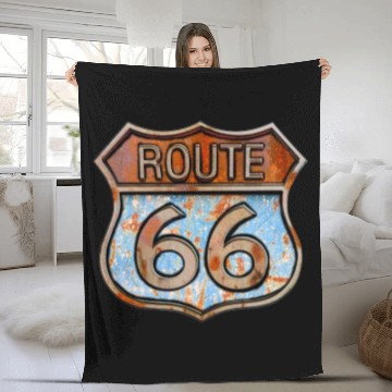 Discover Route 66 vintage sign - Rusty metal sign 3 Fleece Blankets