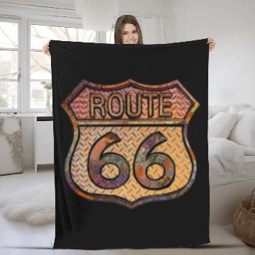 Discover Route 66 vintage sign - Rusty metal 2 Fleece Blankets