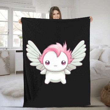 Discover Sweet Axolotl with Angel Wings: Heavenly Design Fleece Blankets