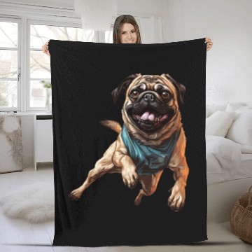 Discover Pug in Motion: Racing, Sprinting, Galloping Fleece Blankets