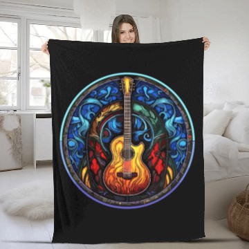 Discover Stylish and Trendy Guitar - Artistic Stained Glass Fleece Blankets