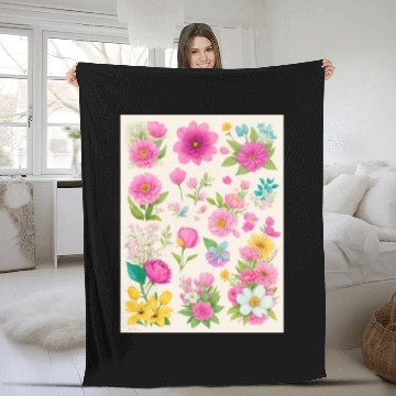 Discover Buttercup and Marigold Spring Flowers Fleece Blankets