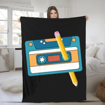 Discover 80's Cassette Tape 1990s Pencil Winding Cassette Fleece Blankets