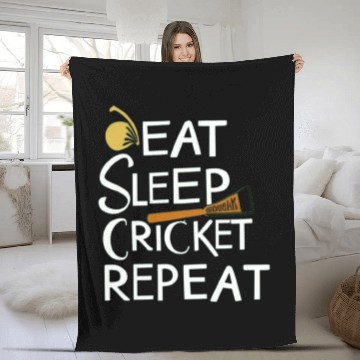 Discover Eat Sleep Cricket Repeat: Cricket Lover's Fleece Blankets