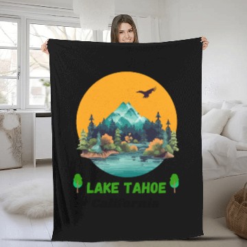 Discover Lake Tahoe California Fleece Blankets