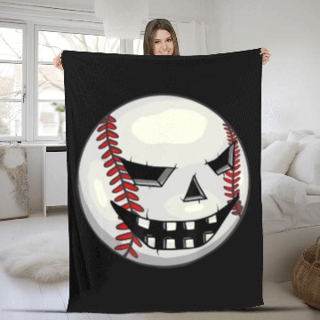 Discover Boys Halloween Jack O Lantern Baseball Player Fleece Blankets
