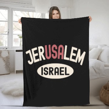 Discover Usa Jerusalem Israel Fleece Blankets