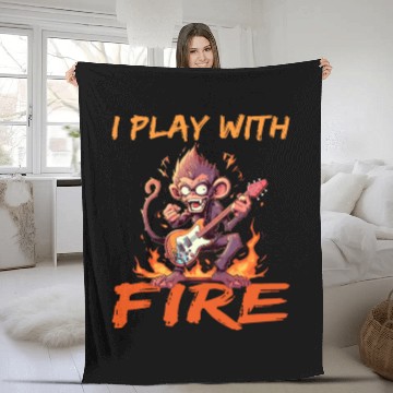 Discover Monkey Chimpanzee Guitar I Play With Fire Fleece Blankets