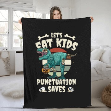 Discover Halloween Let's Eat Kids Punctuation Saves Lives Fleece Blankets