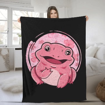 Discover Cute amphibian gift flowers kawaii frog Fleece Blankets