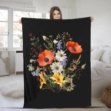 Discover Vintage Fleece Blankets Pressed Flowers Wildflowers Nature