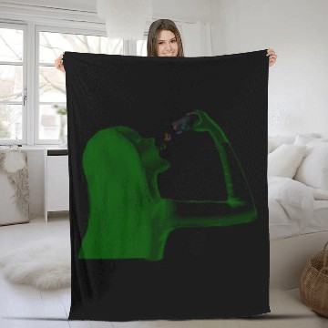 Discover Lady taking music pills Fleece Blankets