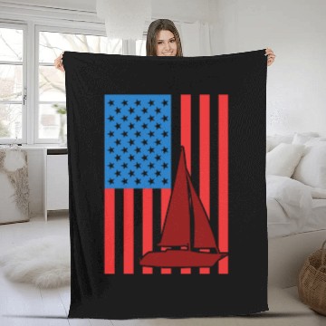 Discover Sailing USA Flag Fleece Blankets