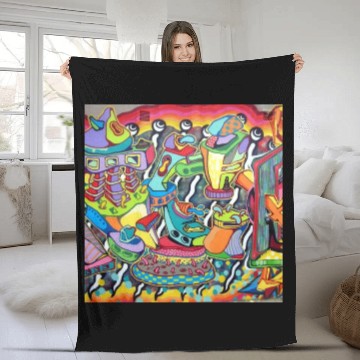 Discover Graffiti street art mural print - art lover gift Fleece Blankets