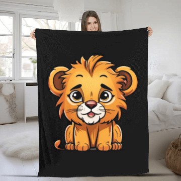 Discover Happy Lion Cub Cartoon Character Fleece Blankets