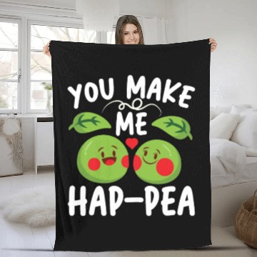 Discover You Make Me Hap-pea for a Husband Wife Bride Fleece Blankets