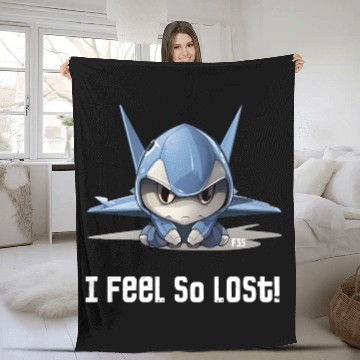 Discover Little Lost Cute F35 Fighter Plane Illustration Fleece Blankets