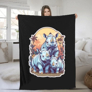 Discover Rhinos Kawaii Fleece Blankets