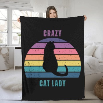 Discover crazy cat lady Fleece Blankets