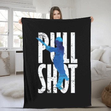 Discover Cricket Pull Shot Sports Moment Fleece Blankets