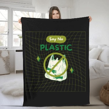 Discover EARTH DAY SAY NO PLASTIC Fleece Blankets