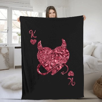 Discover Halloween Card Game King of Hearts Devilish Fleece Blankets