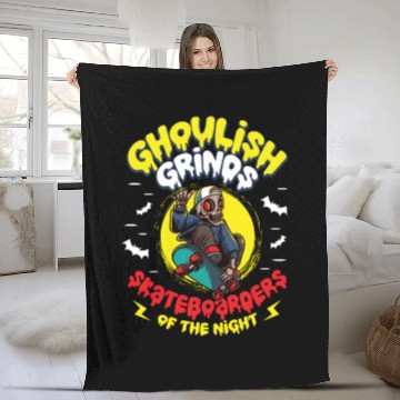 Discover Spooky Horror Skateboarder Halloween Skateboarding Fleece Blankets