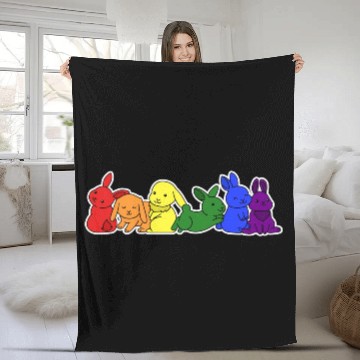 Discover LGBT+ Flag Bunny Design for proud LGBT+ People Fleece Blankets