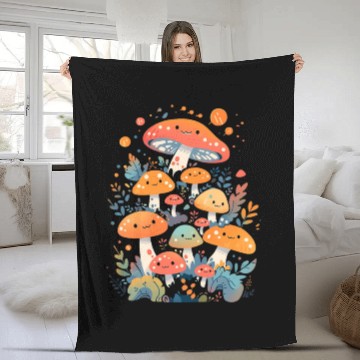 Discover Cute Mushroom Creatures Fleece Blankets
