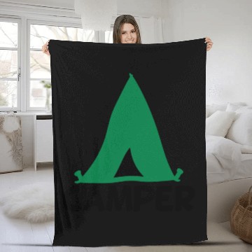 Discover Camper tent green Fleece Blankets