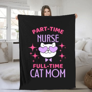 Discover Funny Nurse Cat Mom Lover Fleece Blankets