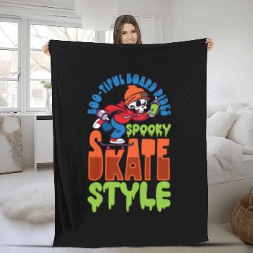 Discover Spooky Horror Skateboarder Halloween Skateboarding Fleece Blankets