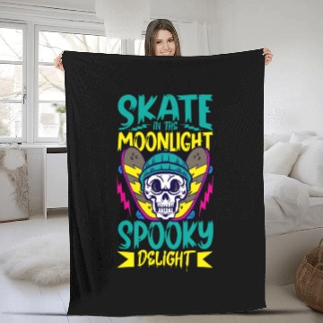 Discover Spooky Horror Skateboarder Halloween Skateboarding Fleece Blankets