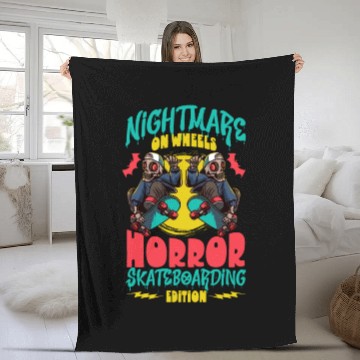 Discover Spooky Horror Skateboarder Halloween Skateboarding Fleece Blankets