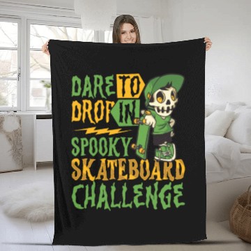 Discover Spooky Horror Skateboarder Halloween Skateboarding Fleece Blankets