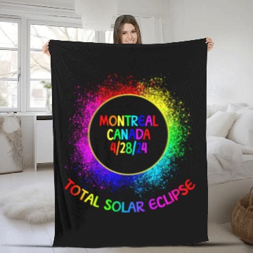 Discover Total Solar Eclipse Montreal Canada 4/28/24 Kidsfa Fleece Blankets