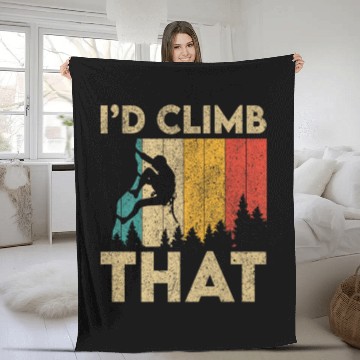 Discover I'd Climb That Funny Vintage Rock Climbing Boulder Fleece Blankets