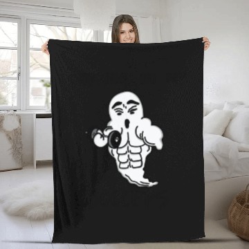 Discover ghost halloween gym muscle power Fleece Blankets