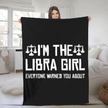 Discover Libra Girl Warning Zodiac Joke Astrology October Fleece Blankets