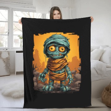Discover Halloween Spooky Cartoon Mummy Fleece Blankets
