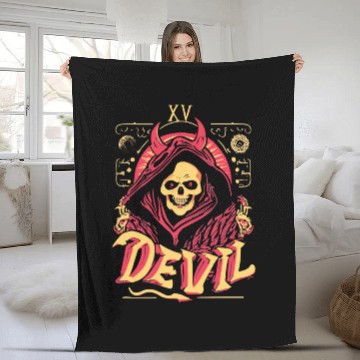 Discover Devil Tarot Skeleton Halloween Occult Fleece Blankets