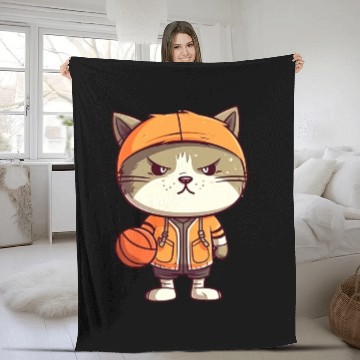 Discover Basketball cat Fleece Blankets