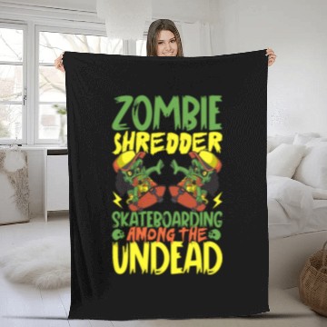 Discover Spooky Horror Skateboarder Halloween Skateboarding Fleece Blankets